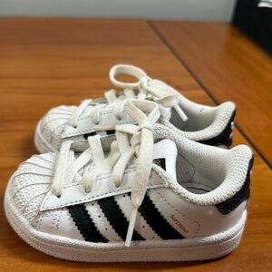 Adidas Superstar Originals White Black Sneaker Toddler Kids Lace Up Shoe 5K